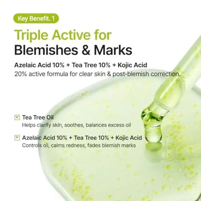 PURITO Azelaic Acid 10% + Kojic Acid + Tea Tree Facial Serum - Blemish-Prone Skin Korean Skincare, 30mL (1.01 fl.oz) Avelisse
