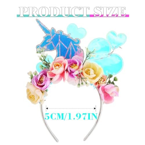 EARENT Light Up Unicorn Headband – Glowing Flower Headpiece for Women - görsel 8