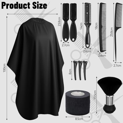 10 in 1 Barber Cape Kit – Professional Hair Cutting Cape, Neck Duster Brush, Combs, Clips & Cleaning Supplies for Home Use, Gifts for Men & Dad - görsel 4
