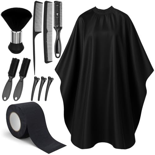 10 in 1 Barber Cape Kit – Professional Hair Cutting Cape, Neck Duster Brush, Combs, Clips & Cleaning Supplies for Home Use, Gifts for Men & Dad - görsel 2