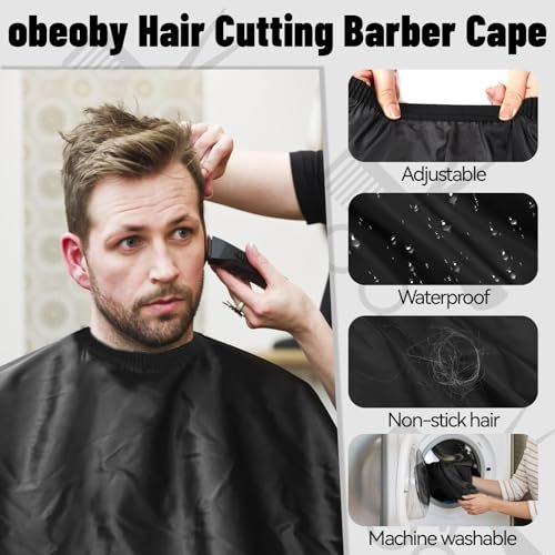 10 in 1 Barber Cape Kit – Professional Hair Cutting Cape, Neck Duster Brush, Combs, Clips & Cleaning Supplies for Home Use, Gifts for Men & Dad - görsel 6