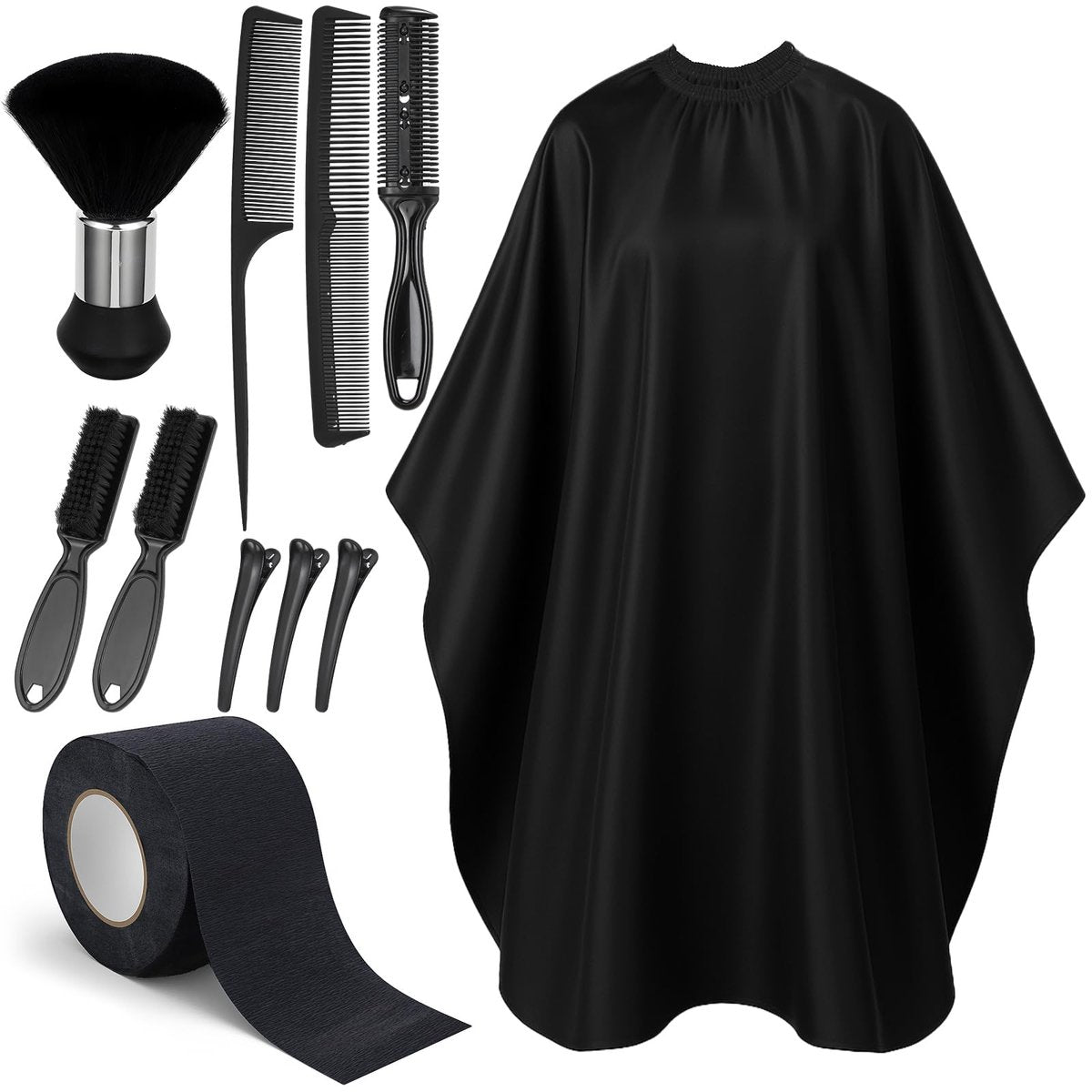 10 in 1 Barber Cape Kit – Professional Hair Cutting Cape, Neck Duster Brush, Combs, Clips & Cleaning Supplies for Home Use, Gifts for Men & Dad - görsel 1