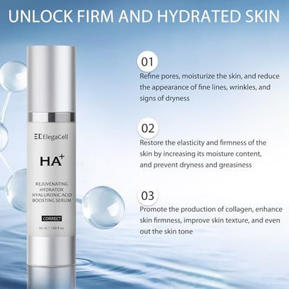 HACIRFE HA Rejuvenating Hydrator Hyaluronic Acid Serum for Face – Deep Hydrating Serum with Niacinamide and Ceramides Avelisse
