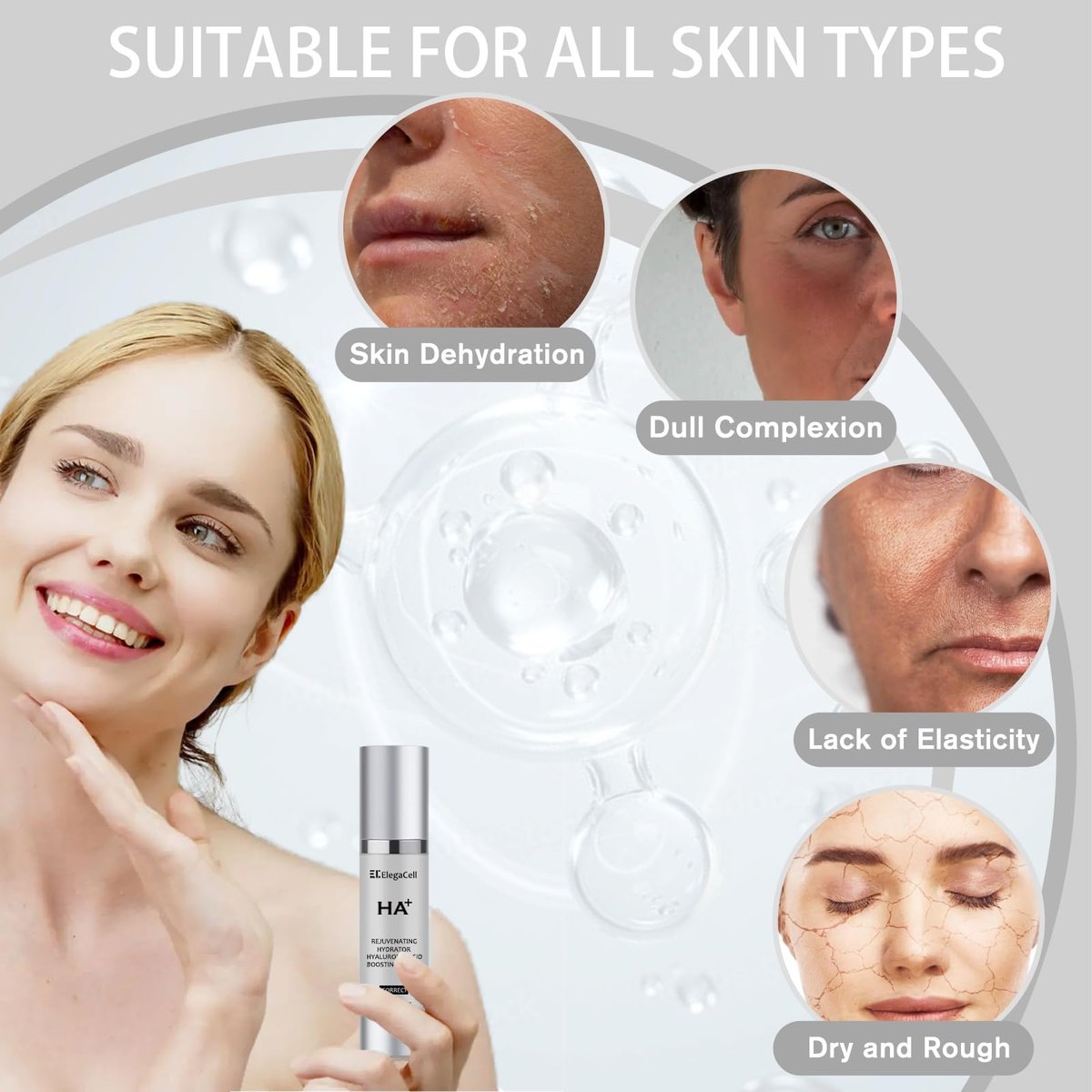 HACIRFE HA Rejuvenating Hydrator Hyaluronic Acid Serum for Face – Deep Hydrating Serum with Niacinamide and Ceramides Avelisse