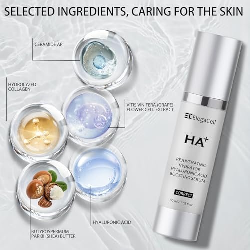 HACIRFE HA Rejuvenating Hydrator Hyaluronic Acid Serum for Face – Deep Hydrating Serum with Niacinamide and Ceramides Avelisse