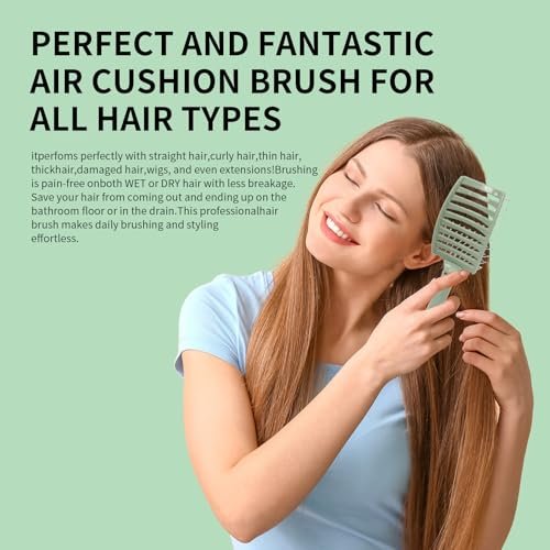 2 Pack Air Cushion Comb Brush and Curved Vented Hair Brush – Effortless Tangle Removal for Wet Dry Damaged Curly Hair, Women Men Boys Girls Kids - görsel 10