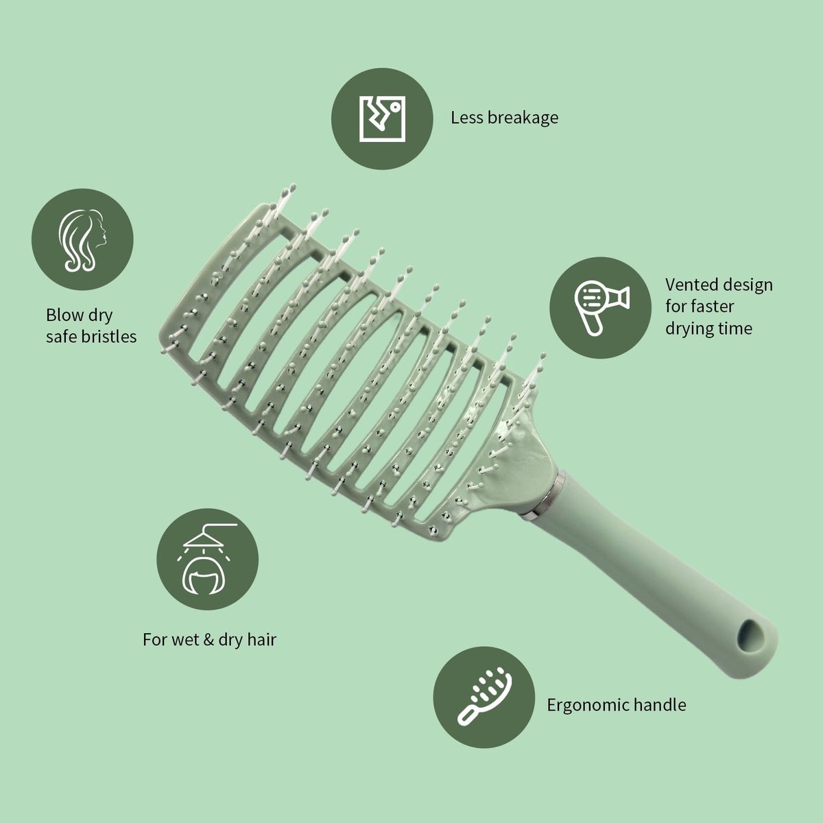 2 Pack Air Cushion Comb Brush and Curved Vented Hair Brush – Effortless Tangle Removal for Wet Dry Damaged Curly Hair, Women Men Boys Girls Kids - görsel 7
