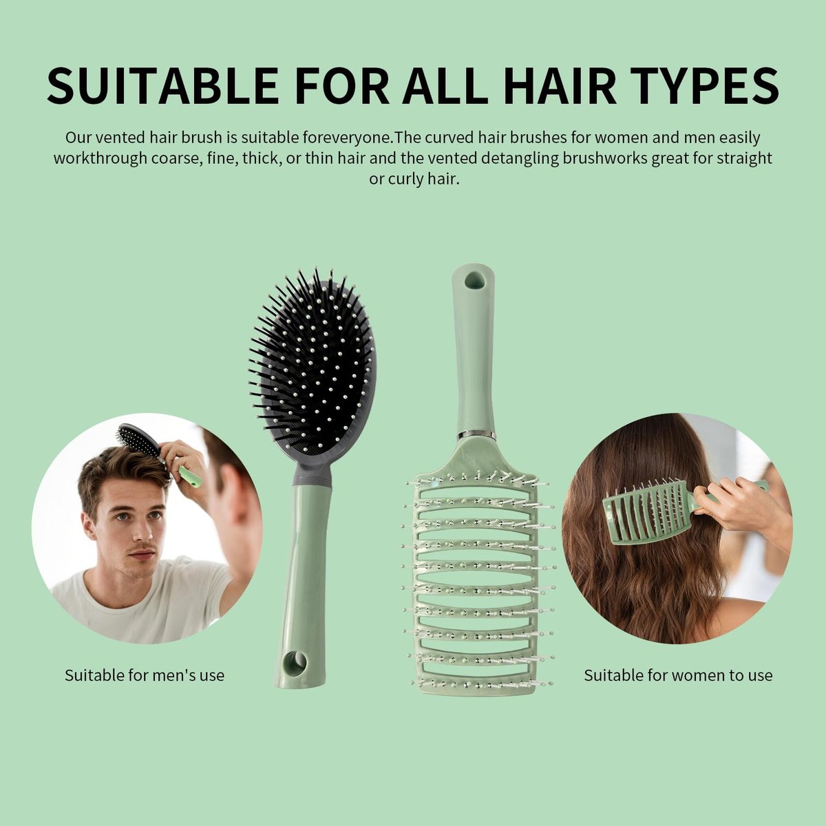 2 Pack Air Cushion Comb Brush and Curved Vented Hair Brush – Effortless Tangle Removal for Wet Dry Damaged Curly Hair, Women Men Boys Girls Kids - görsel 11