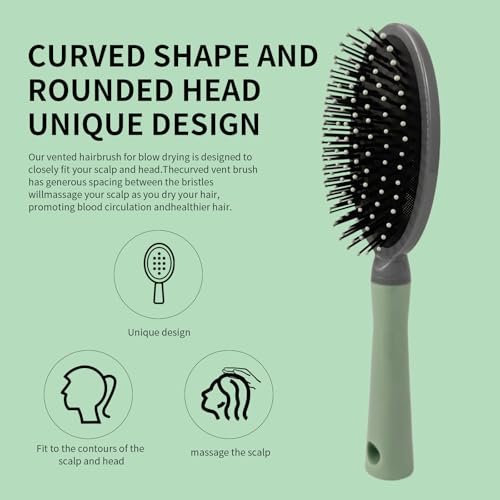 2 Pack Air Cushion Comb Brush and Curved Vented Hair Brush – Effortless Tangle Removal for Wet Dry Damaged Curly Hair, Women Men Boys Girls Kids - görsel 6