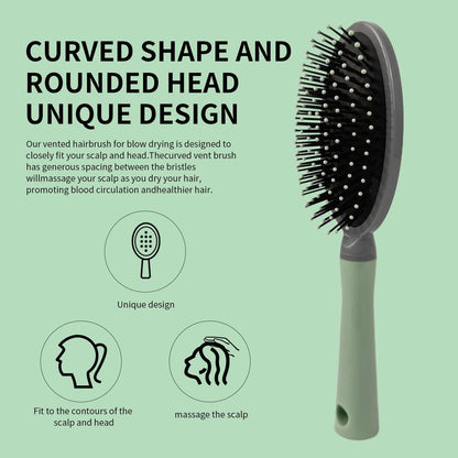 2 Pack Air Cushion Comb Brush and Curved Vented Hair Brush – Effortless Tangle Removal for Wet Dry Damaged Curly Hair, Women Men Boys Girls Kids