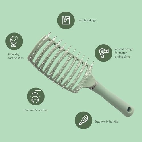 2 Pack Air Cushion Comb Brush and Curved Vented Hair Brush – Effortless Tangle Removal for Wet Dry Damaged Curly Hair, Women Men Boys Girls Kids - görsel 8