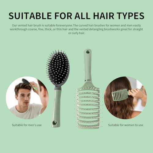 2 Pack Air Cushion Comb Brush and Curved Vented Hair Brush – Effortless Tangle Removal for Wet Dry Damaged Curly Hair, Women Men Boys Girls Kids - görsel 12