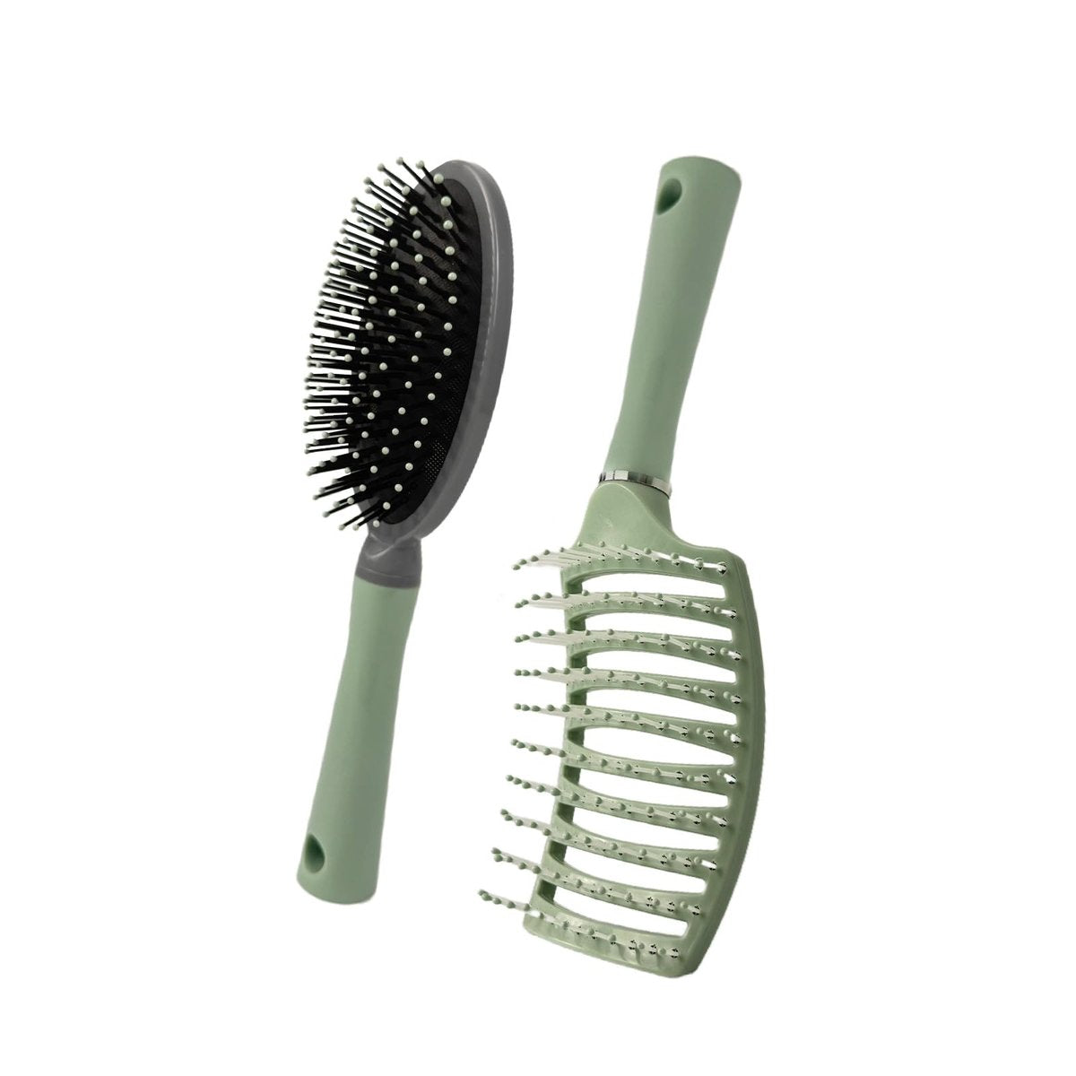 2 Pack Air Cushion Comb Brush and Curved Vented Hair Brush – Effortless Tangle Removal for Wet Dry Damaged Curly Hair, Women Men Boys Girls Kids - görsel 1
