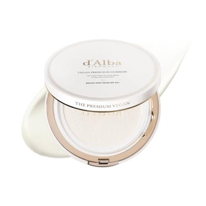 d'alba Piedmont Vegan Fresh Sun Cushion SPF 50+ - Hydrating Korean Sunscreen for Face, Broad Spectrum, All Skin Types (0.88 oz)