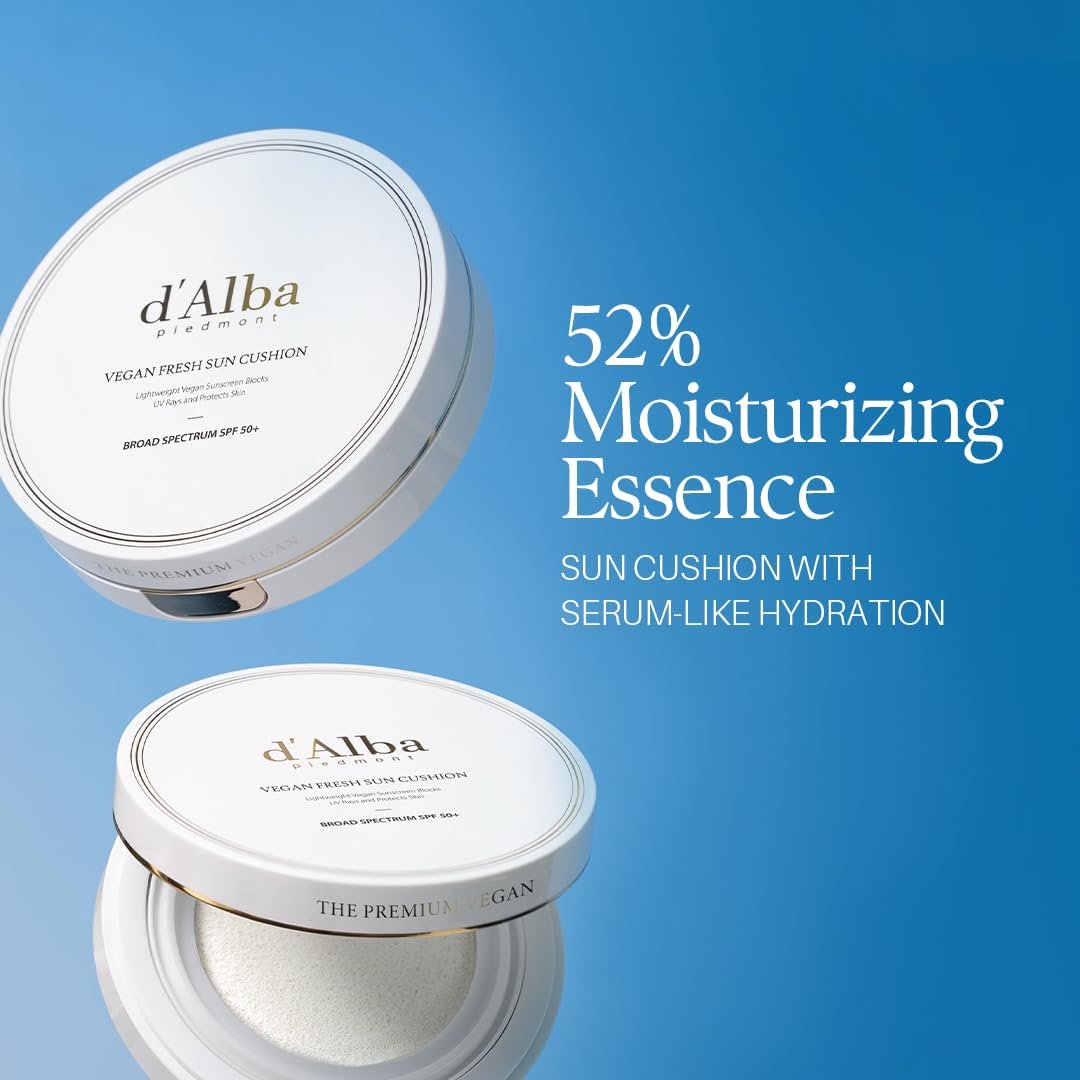 d'alba Piedmont Vegan Fresh Sun Cushion SPF 50+ - Hydrating Korean Sunscreen for Face, Broad Spectrum, All Skin Types (0.88 oz) - görsel 5