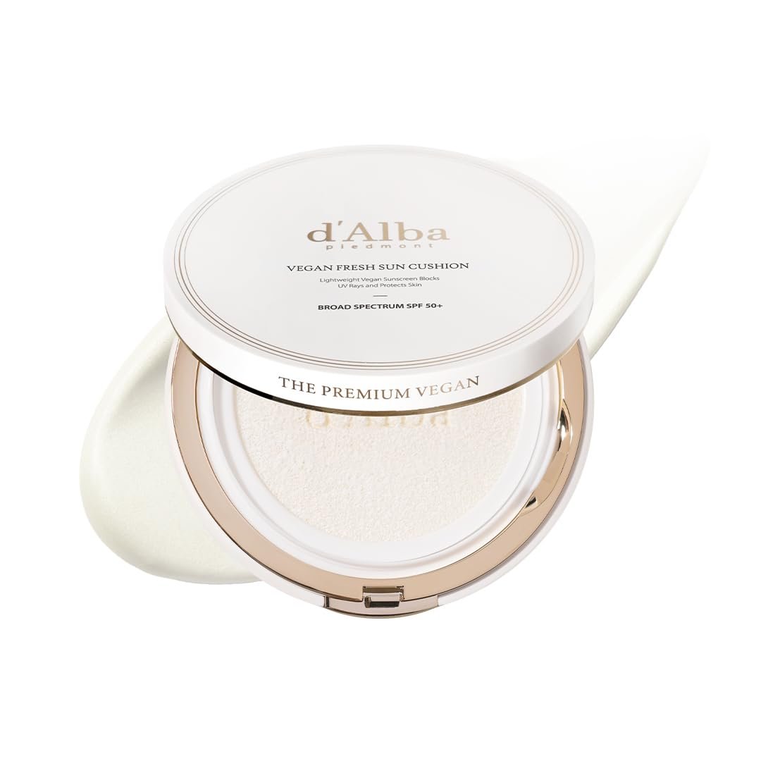 d'alba Piedmont Vegan Fresh Sun Cushion SPF 50+ - Hydrating Korean Sunscreen for Face, Broad Spectrum, All Skin Types (0.88 oz) - görsel 1