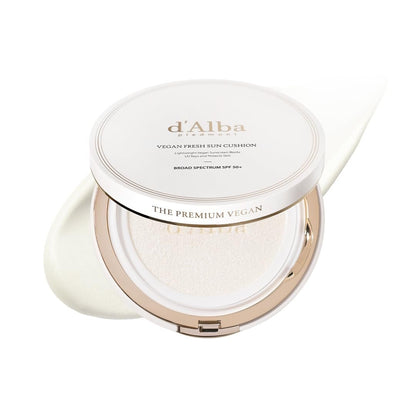 d'alba Piedmont Vegan Fresh Sun Cushion SPF 50+ - Hydrating Korean Sunscreen for Face, Broad Spectrum, All Skin Types (0.88 oz)