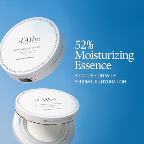 d'alba Piedmont Vegan Fresh Sun Cushion SPF 50+ - Hydrating Korean Sunscreen for Face, Broad Spectrum, All Skin Types (0.88 oz) - görsel 6