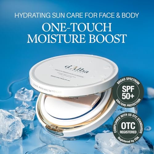 d'alba Piedmont Vegan Fresh Sun Cushion SPF 50+ - Hydrating Korean Sunscreen for Face, Broad Spectrum, All Skin Types (0.88 oz) - görsel 4