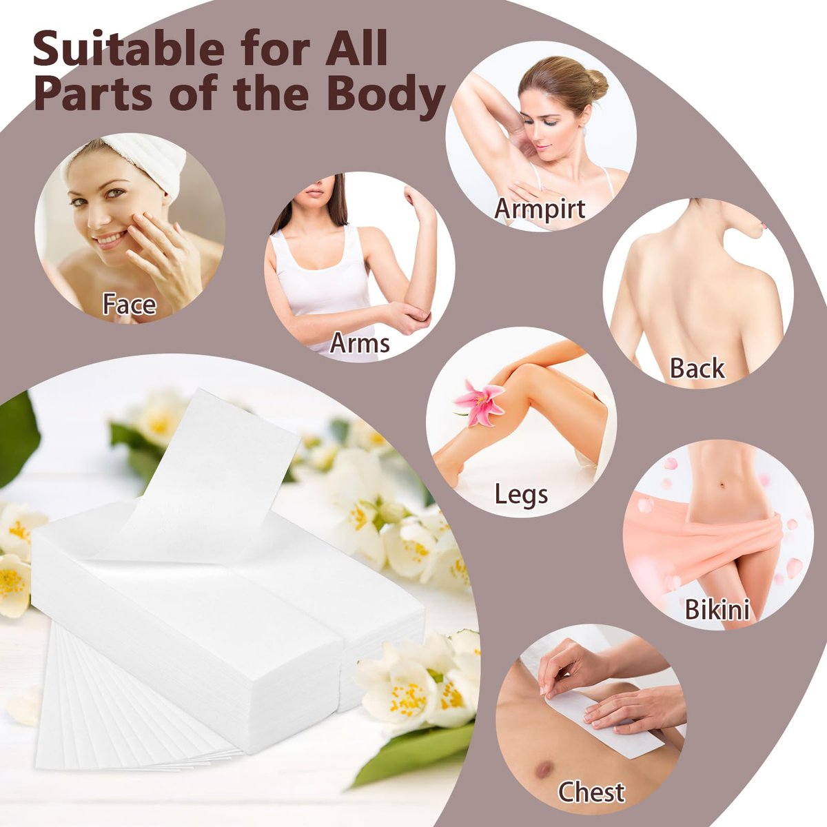 250 Pack Large Non-Woven Wax Strips for Hair Removal – 7.8x2.75 Inch Body & Facial Waxing Paper, Soft & Skin-Friendly - görsel 13