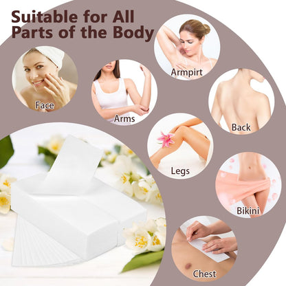 250 Pack Large Non-Woven Wax Strips for Hair Removal – 7.8x2.75 Inch Body & Facial Waxing Paper, Soft & Skin-Friendly