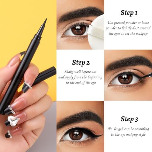 Anwuozu 12-Pack Matte Black Liquid Eyeliner Set – Ultra-Fine Tip, Quick-Dry, Smudge-Proof Vegan Eye Liner Pens - görsel 12