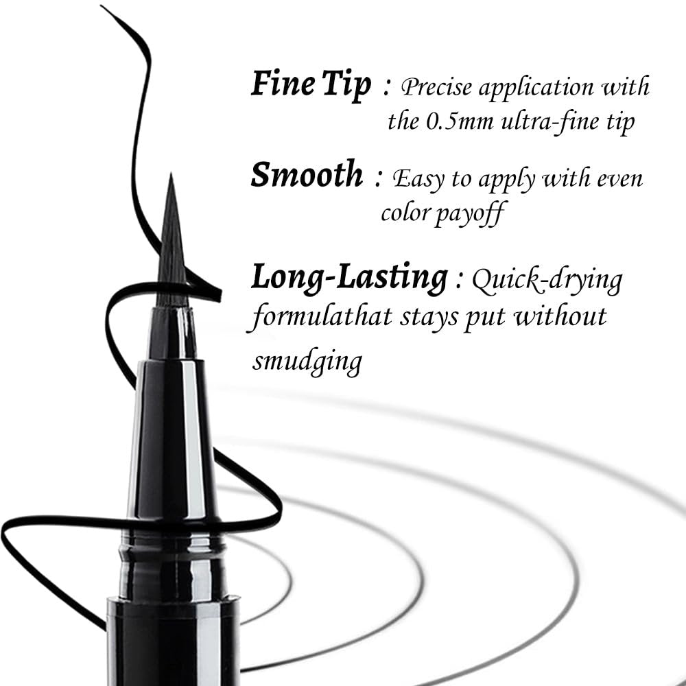 Anwuozu 12-Pack Matte Black Liquid Eyeliner Set – Ultra-Fine Tip, Quick-Dry, Smudge-Proof Vegan Eye Liner Pens - görsel 5
