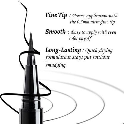 Anwuozu 12-Pack Matte Black Liquid Eyeliner Set – Ultra-Fine Tip, Quick-Dry, Smudge-Proof Vegan Eye Liner Pens