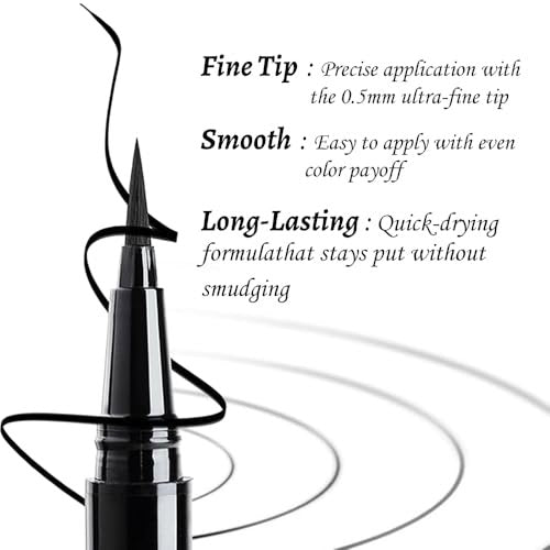 Anwuozu 12-Pack Matte Black Liquid Eyeliner Set – Ultra-Fine Tip, Quick-Dry, Smudge-Proof Vegan Eye Liner Pens - görsel 6