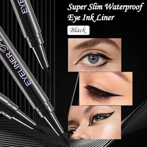 Anwuozu 12-Pack Matte Black Liquid Eyeliner Set – Ultra-Fine Tip, Quick-Dry, Smudge-Proof Vegan Eye Liner Pens - görsel 8