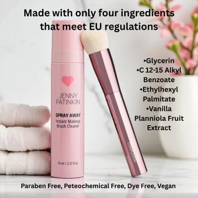 JENNY PATINKIN Instant Makeup Brush Cleaner Spray – Quick-Drying Sanitizing Solution for Makeup Brushes, Sponges & Powder Puffs – Travel-Sized 2.37 fl oz Avelisse