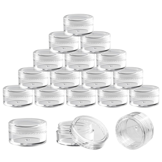 50 Pack 5g Clear Plastic Cosmetic Sample Jars with Lids - BPA-Free Small Containers for Skincare, Face Cream & Lip Balm, Refillable Travel Size