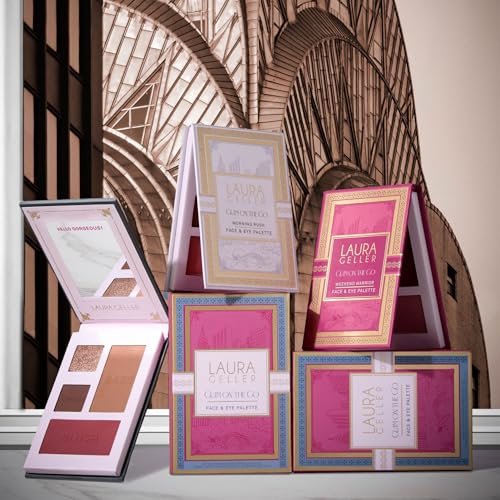 LAURA GELLER NEW YORK Glam On the Go Eyeshadow & Blush Palettes - Set of 3, Easy-to-Use Makeup for Mature Skin, Ready for Gifting Avelisse