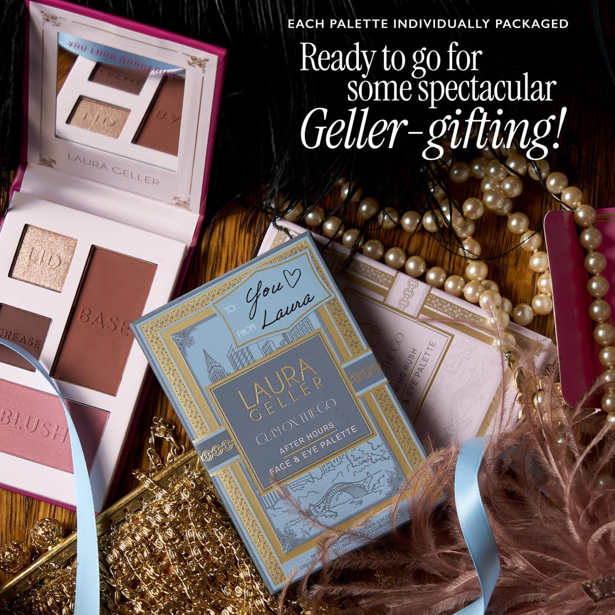 LAURA GELLER NEW YORK Glam On the Go Eyeshadow & Blush Palettes - Set of 3, Easy-to-Use Makeup for Mature Skin, Ready for Gifting Avelisse
