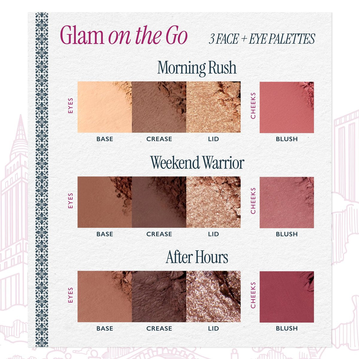 LAURA GELLER NEW YORK Glam On the Go Eyeshadow & Blush Palettes - Set of 3, Easy-to-Use Makeup for Mature Skin, Ready for Gifting Avelisse