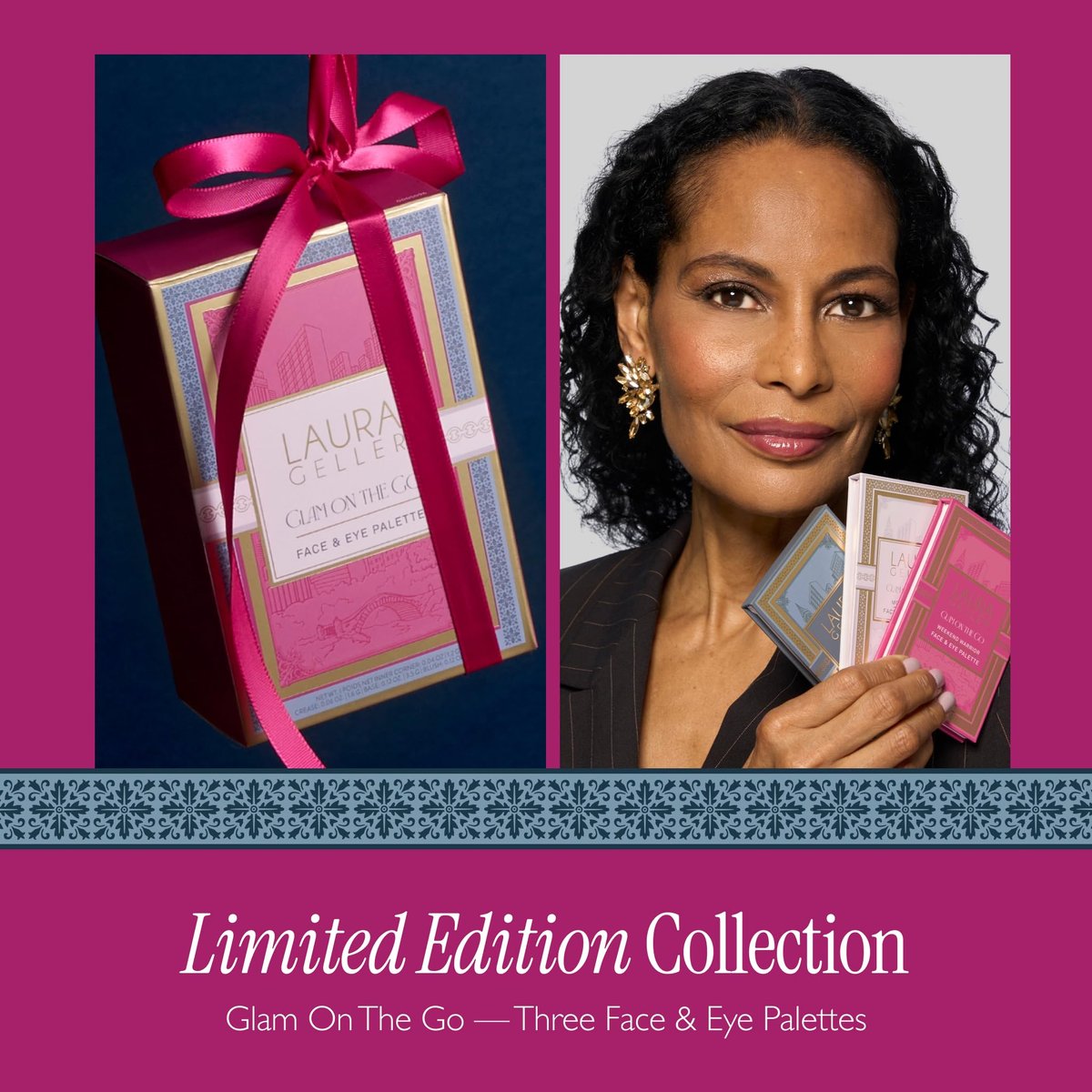 LAURA GELLER NEW YORK Glam On the Go Eyeshadow & Blush Palettes - Set of 3, Easy-to-Use Makeup for Mature Skin, Ready for Gifting Avelisse