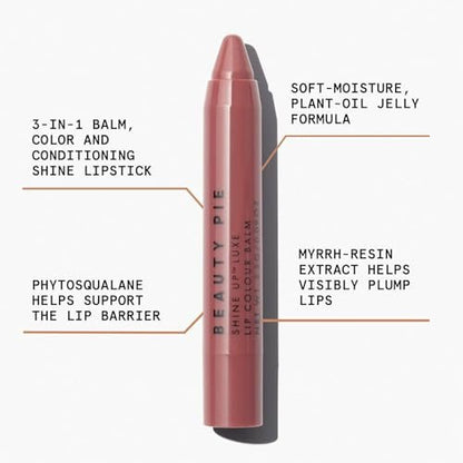 Beauty Pie Shine Up Luxe Lip Colour Balm Stick - Baby Bare - Hydrating & Softening Lip Balm