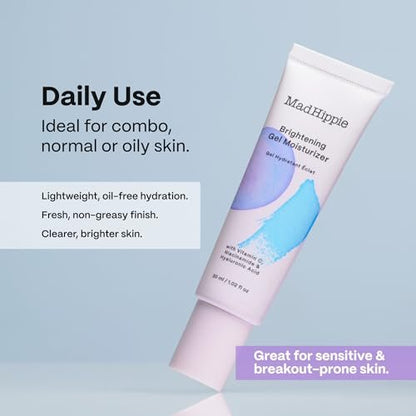 Mad Hippie Brightening Gel Moisturizer – Oil-Free Vitamin C & Niacinamide Face Cream for Oily & Acne-Prone Skin, 1.02 oz Avelisse