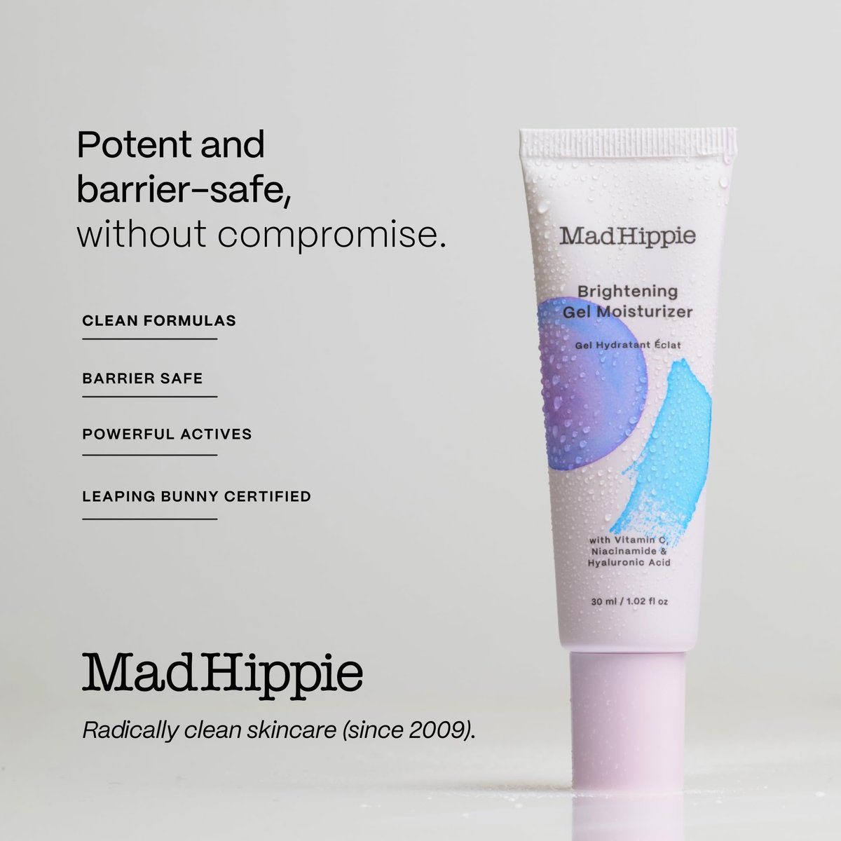 Mad Hippie Brightening Gel Moisturizer – Oil-Free Vitamin C & Niacinamide Face Cream for Oily & Acne-Prone Skin, 1.02 oz Avelisse