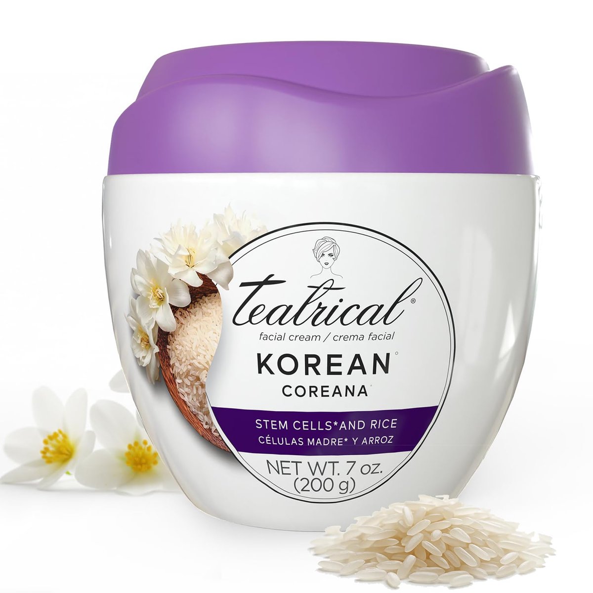 TEATRICAL Korean Facial Cream with Stem Cells and Rice – Face Moisturizer for Women, Hydrating & Even Tone, Paraben-Free Non-Greasy Formula, 7 oz - görsel 1