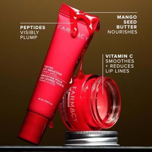 Farmacy Apple A Day Lip Balm Kit - Tinted Lip Peptide Treatment & Overnight Balm Duo - Moisturizing, Plumping & Hydrating Skincare Gift Set for Her (2 Count) Avelisse