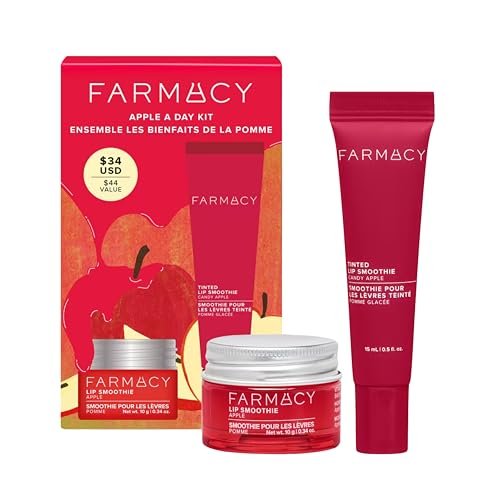 Farmacy Apple A Day Lip Balm Kit - Tinted Lip Peptide Treatment & Overnight Balm Duo - Moisturizing, Plumping & Hydrating Skincare Gift Set for Her (2 Count) Avelisse
