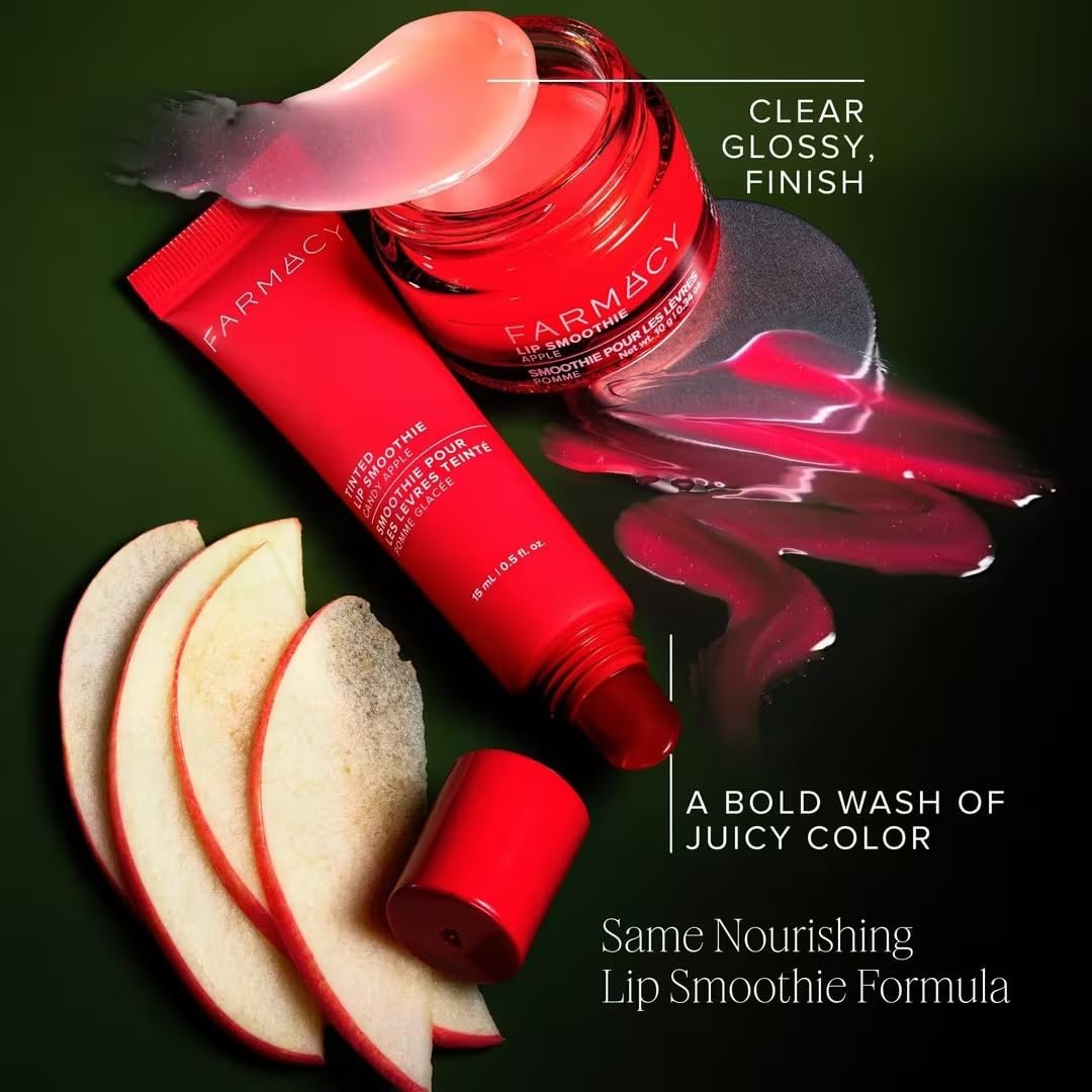 Farmacy Apple A Day Lip Balm Kit - Tinted Lip Peptide Treatment & Overnight Balm Duo - Moisturizing, Plumping & Hydrating Skincare Gift Set for Her (2 Count) Avelisse