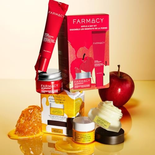 Farmacy Apple A Day Lip Balm Kit - Tinted Lip Peptide Treatment & Overnight Balm Duo - Moisturizing, Plumping & Hydrating Skincare Gift Set for Her (2 Count) Avelisse