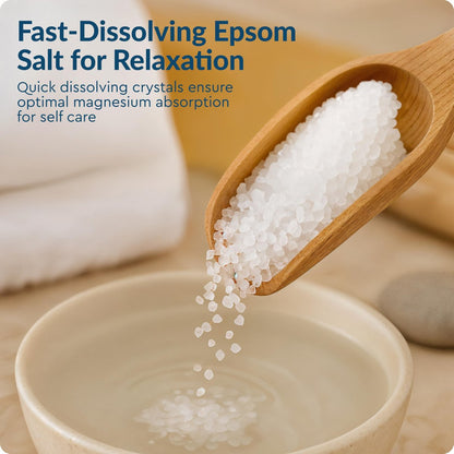 Brookstone 5 lb Epsom Salt Bulk Bag - Premium Magnesium Sulfate USP, Medium Grain Unscented Bath Soak Salt for Muscle Relief, Stress Relief & Skin Care Avelisse