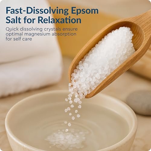 Brookstone 5 lb Epsom Salt Bulk Bag - Premium Magnesium Sulfate USP, Medium Grain Unscented Bath Soak Salt for Muscle Relief, Stress Relief & Skin Care Avelisse