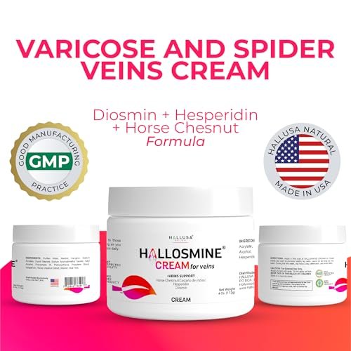 Hallusa Natural 2-Pack Hallosmine Leg Cream with Diosmin, Hesperidin & Horse Chestnut + Free Hallosmine Ultra 650mg Diosmin Hesperidin, 60 Capsules | Blood Circulation & Vein Support, 4 oz (112g) - görsel 8