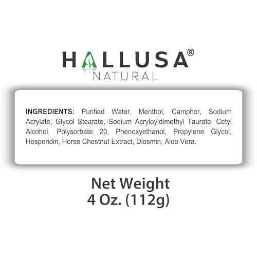 Hallusa Natural 2-Pack Hallosmine Leg Cream with Diosmin, Hesperidin & Horse Chestnut + Free Hallosmine Ultra 650mg Diosmin Hesperidin, 60 Capsules | Blood Circulation & Vein Support, 4 oz (112g) - görsel 18