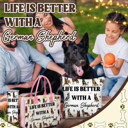 Patelai 56-Piece German Shepherd Gift Set for Dog Moms – Tote Bag, 20oz Tumbler, Cosmetic Bag, Socks, Pillow Cover, Keychain & 50 Stickers