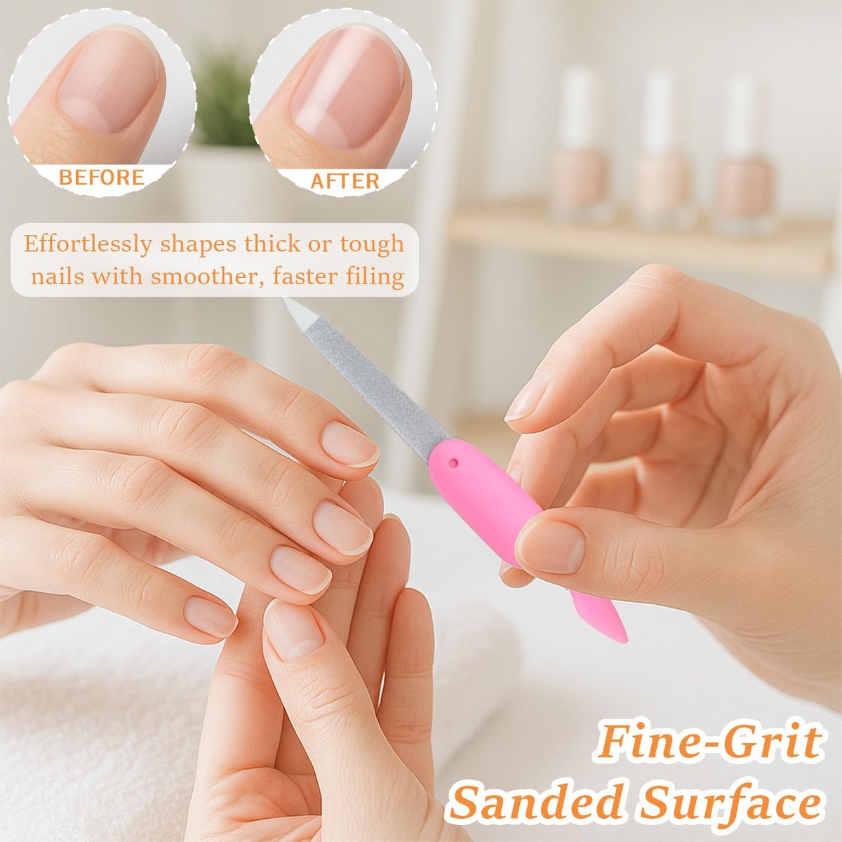 4-Pack Folding Metal Nail Files – Stainless Steel Double-Sided Cuticle & Nail Care Tools for Men and Women (2 Pink + 2 Black) - görsel 5